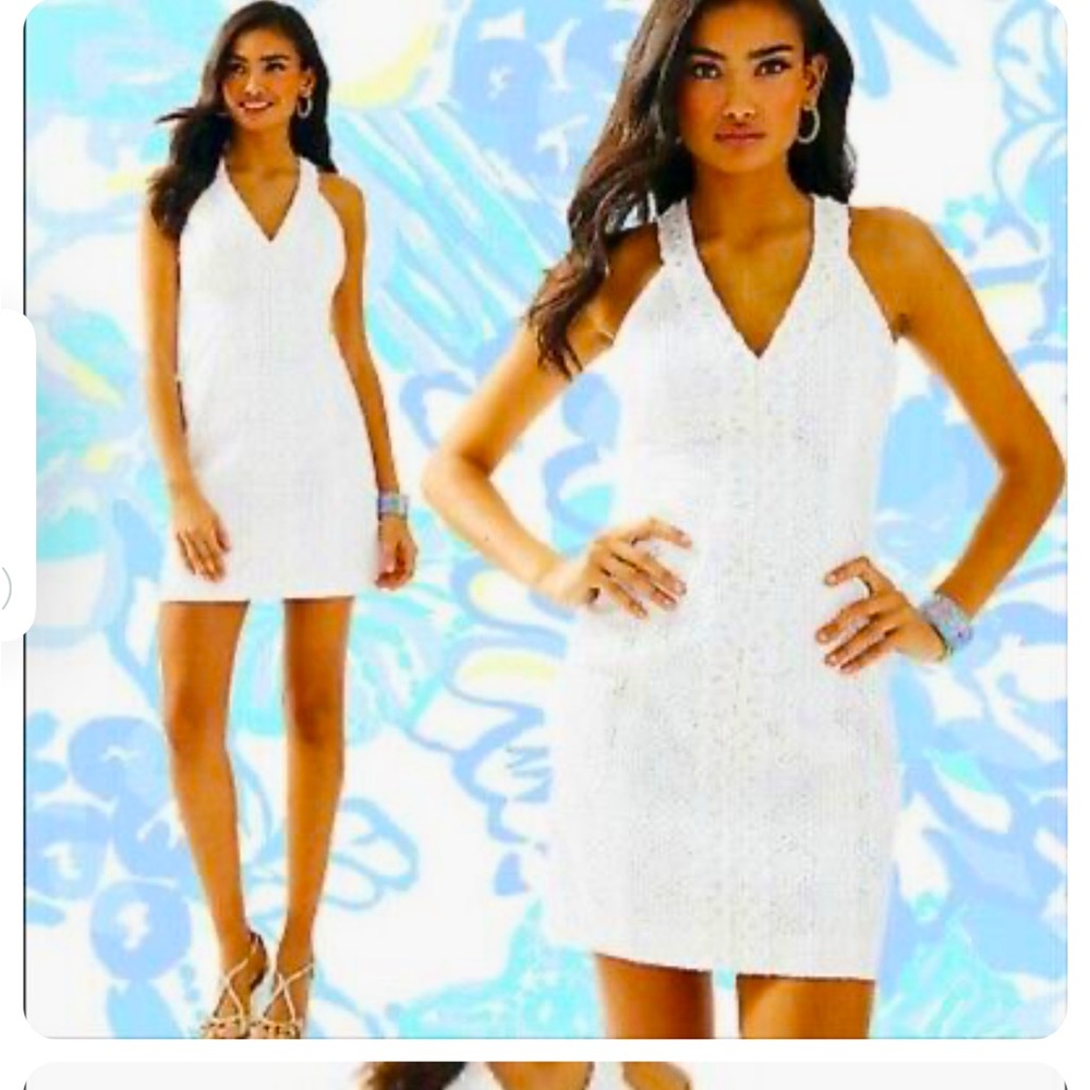 Lilly Pulitzer Lynn resort white pop the bubby eyelet shift dress size 6